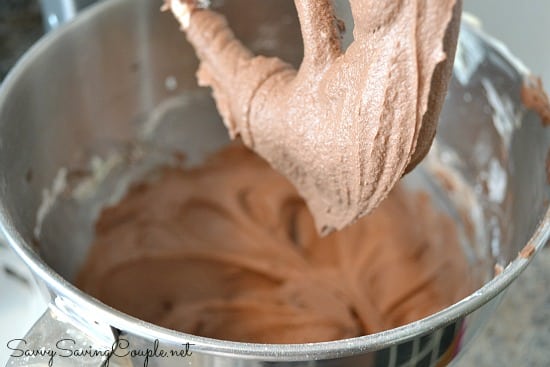chocolate buttercream frosting on kitchen aid paddle