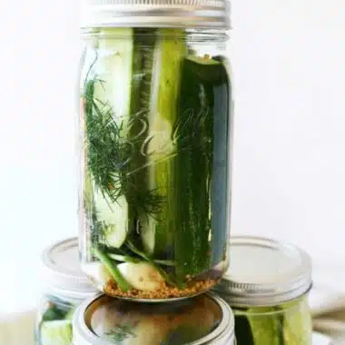 Refrigerator Pickles in Ball mason jars