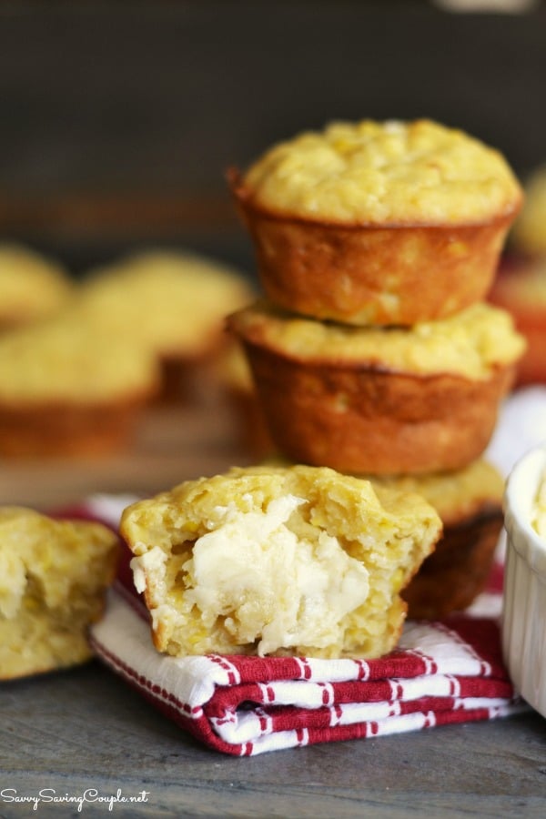 Real corned muffins with fresh butter smeared on them.