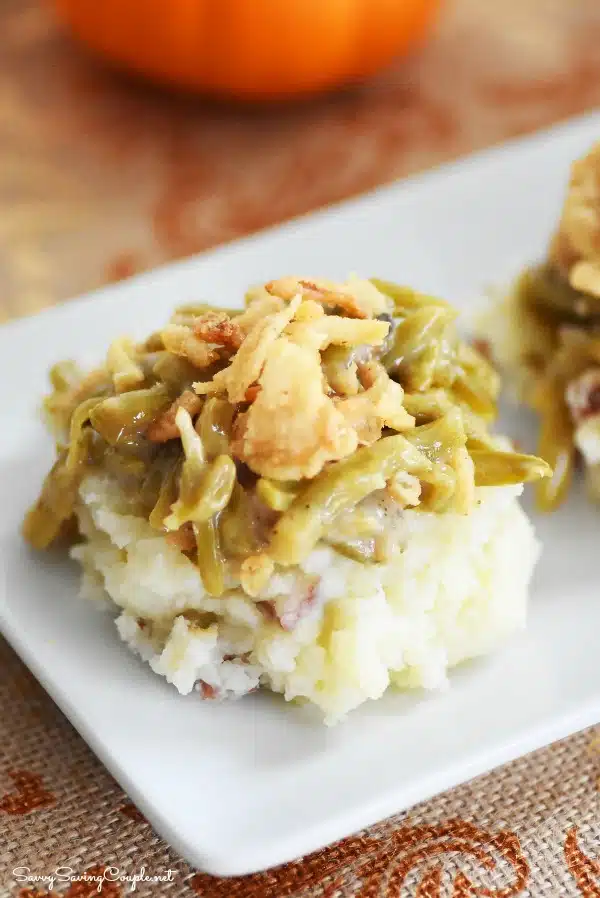 Green-beans-with-mashed-potatoes
