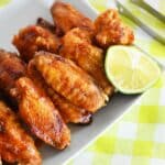 Honey Sriracha Lime Wings Recipe on plate