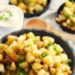 garlic home fries in a dish