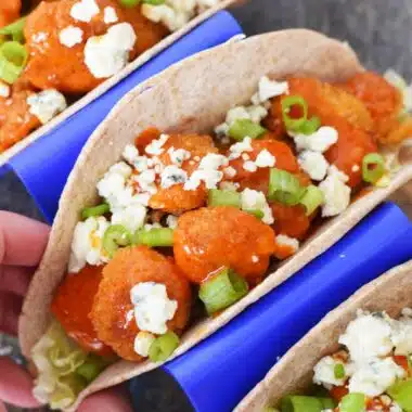 Buffalo Shrimp Tacos with Blue Cheese Crumbles1
