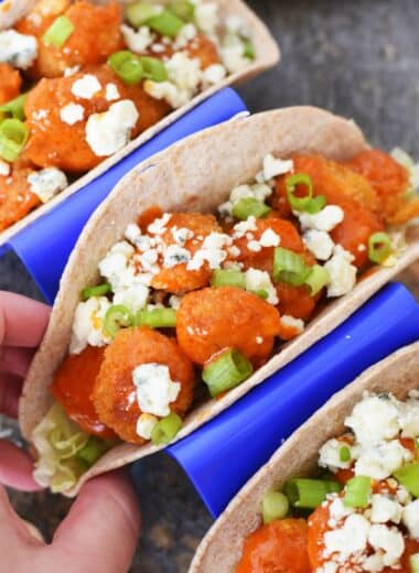 Buffalo Shrimp Tacos with Blue Cheese Crumbles1
