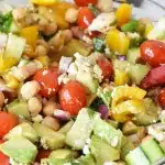 Chickpea vegetable salad with dressing