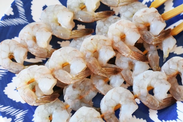 Raw Shrimps on Skewers