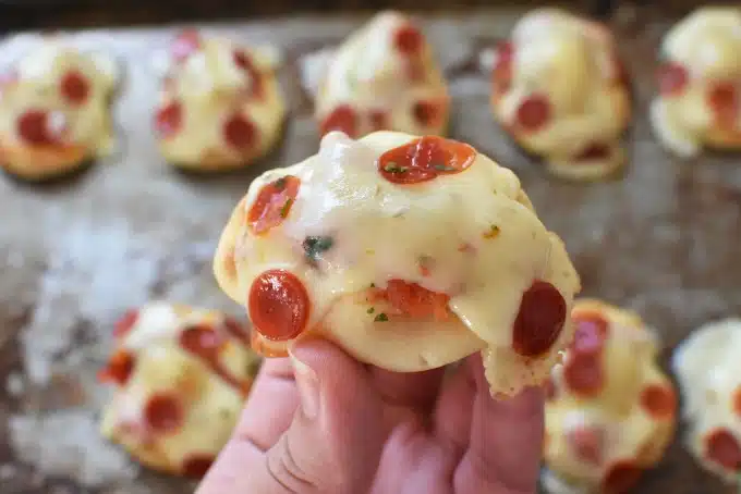 Mini Pepperoni and cheese naan pizzas1