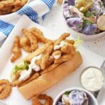 Clam Strip Rolls with potato salad