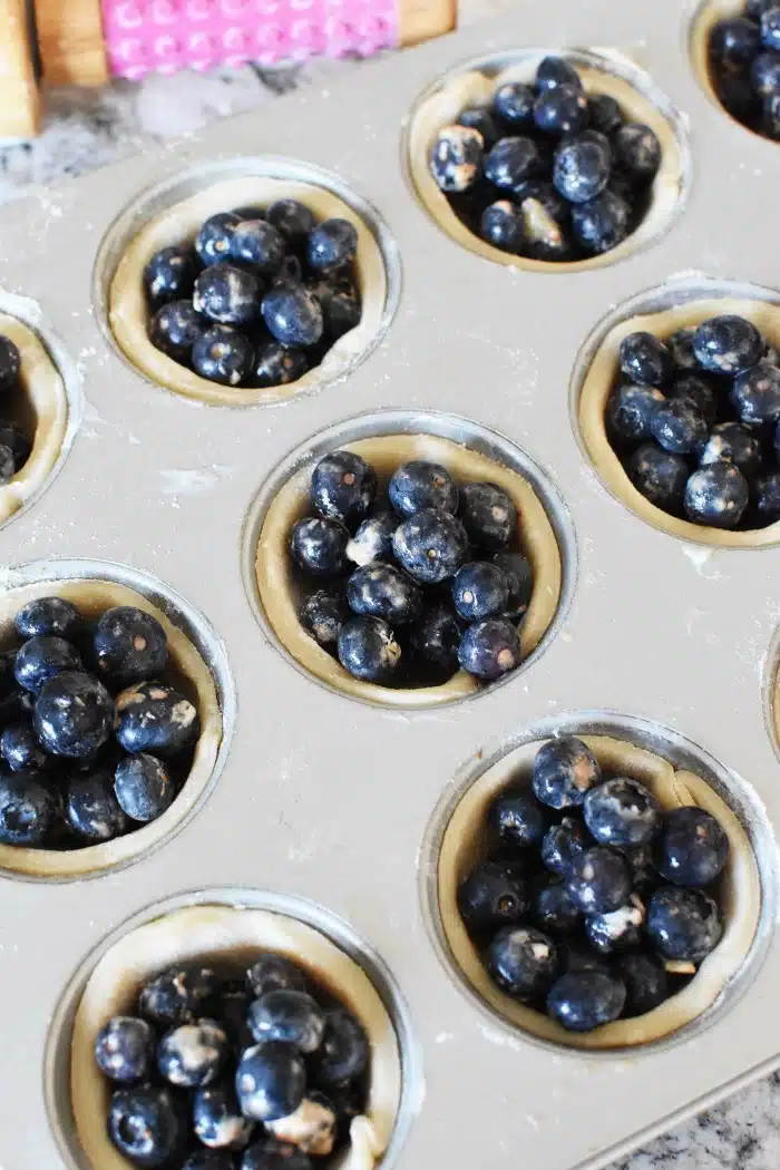 blueberries in Mini pies 