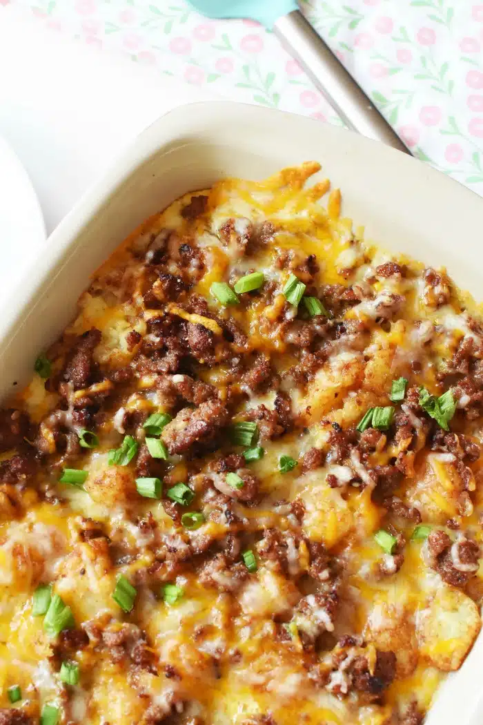 Browned Sausage Tater Tot Casserole 1