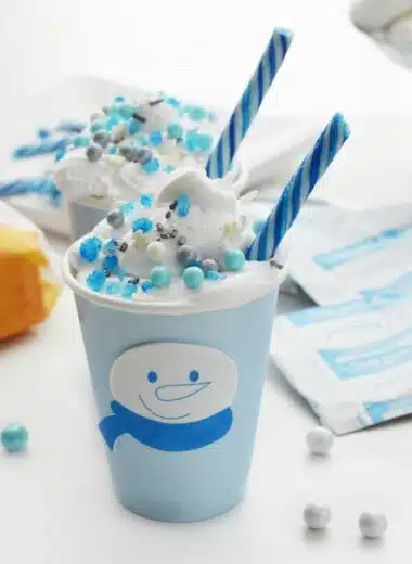Winter Hot cocoa in blue cup 1