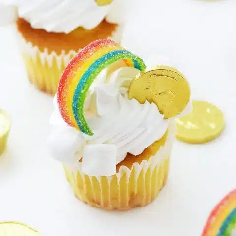 Gold Rainbow Coin Cupcakes