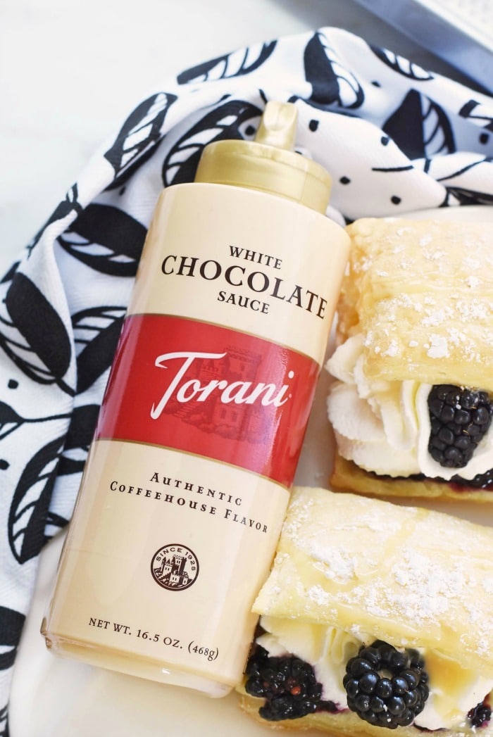 Torani White Chocolate Sauce with pastry 