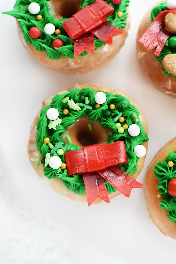 Wreath Donuts on a white table. 