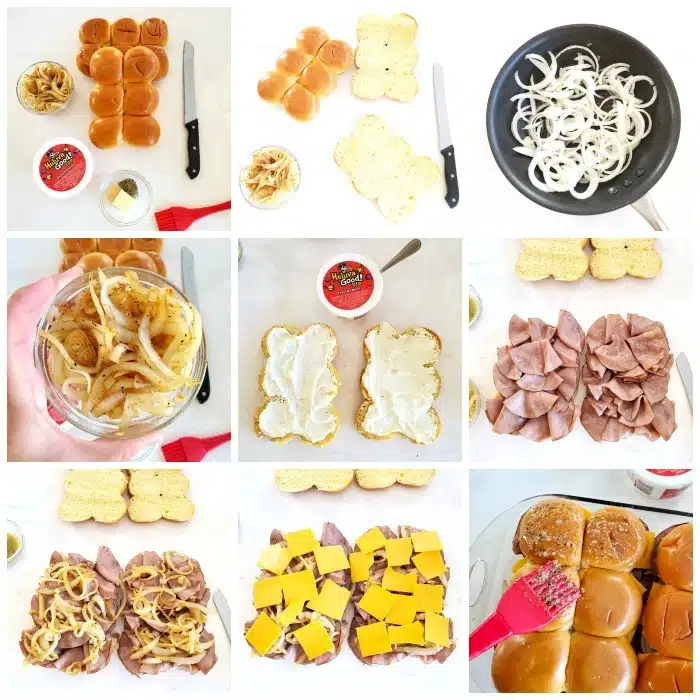 Roast Beef Sliders recipe process shit grid with step by step instructions.