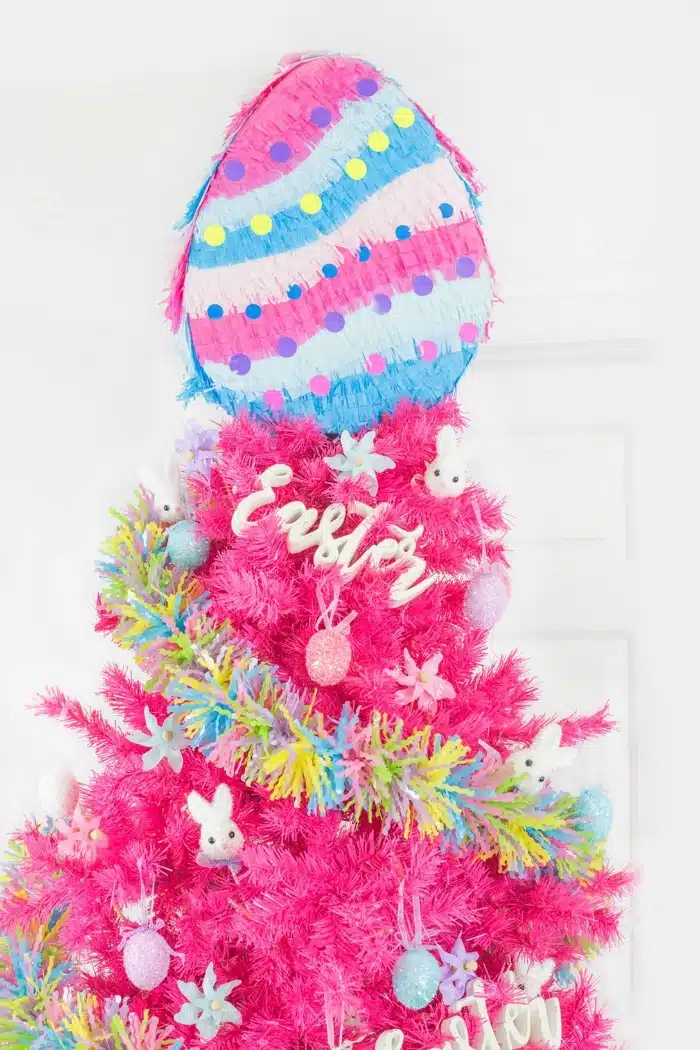 Easter Tree Pinata on pink Easter tree. 