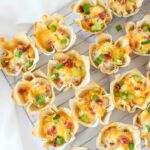 Bacon & Cheese Crispy Cups on wire rack.