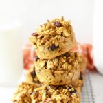Oatmeal Pumpkin cups stacked in 3.