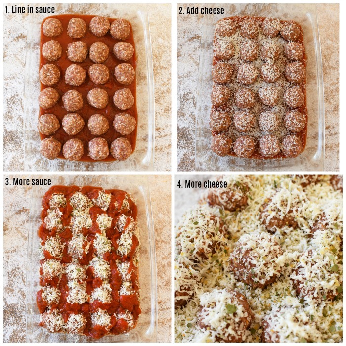 Making cheese meatballs process shot grid with steps to make it.