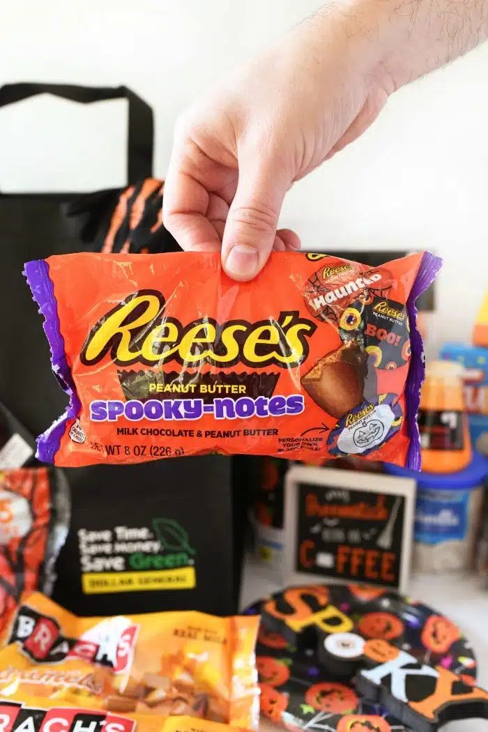 Reese's Halloween Candy in a man's hand.