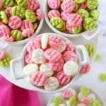 Cream Cheese Christmas Mints in small white dishes.