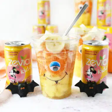 A monster cup layered with tropical fruits.