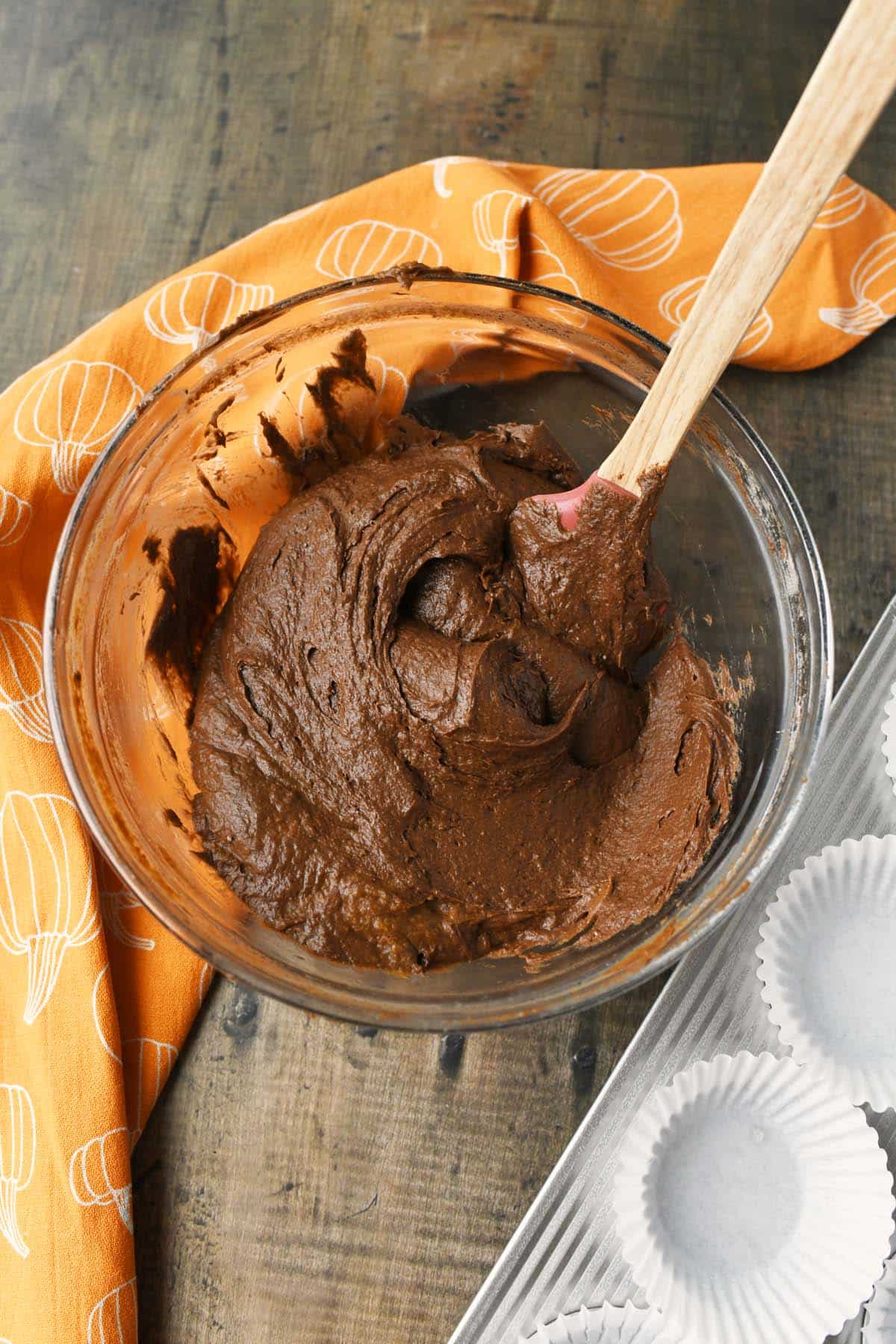 Fluffy chocolate muffin batter.