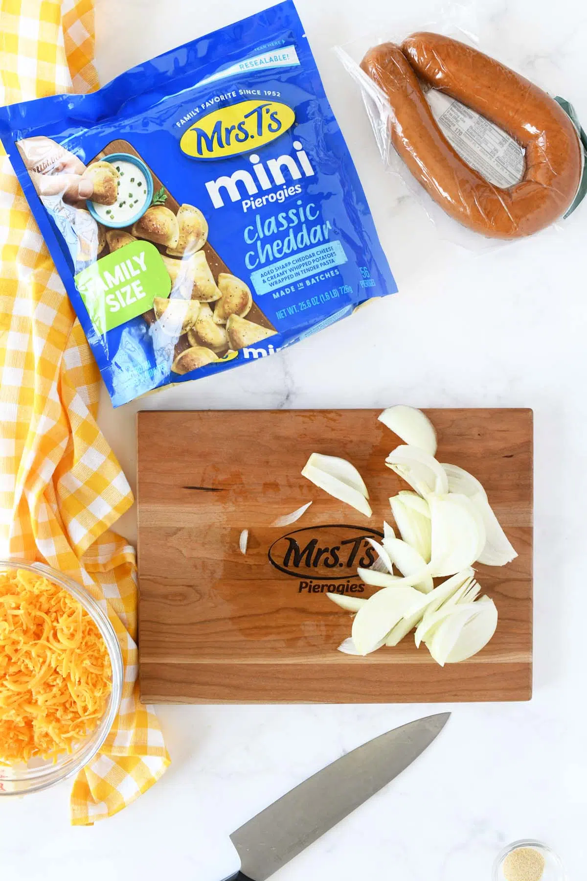 Onions on a cutting board.